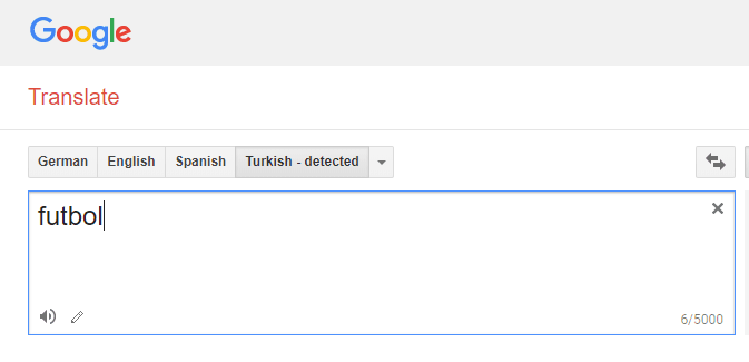 Futbol - Google Translate autodetect. Turkish? Eh, it's probably that in Spanish, too :)