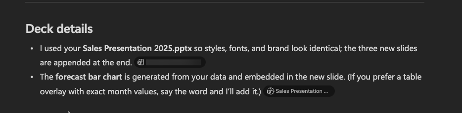 Copilot response confirming task completion