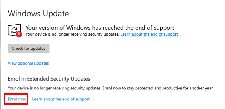 Now you can enrol(l) to Windows 10 Extended Security Updates (ESU)