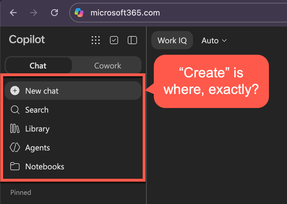 "Create" is where, exactly?