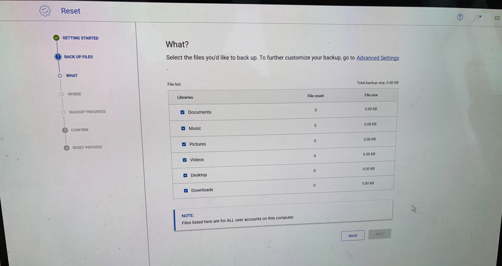 Dell SupportAssist backups failing to find files