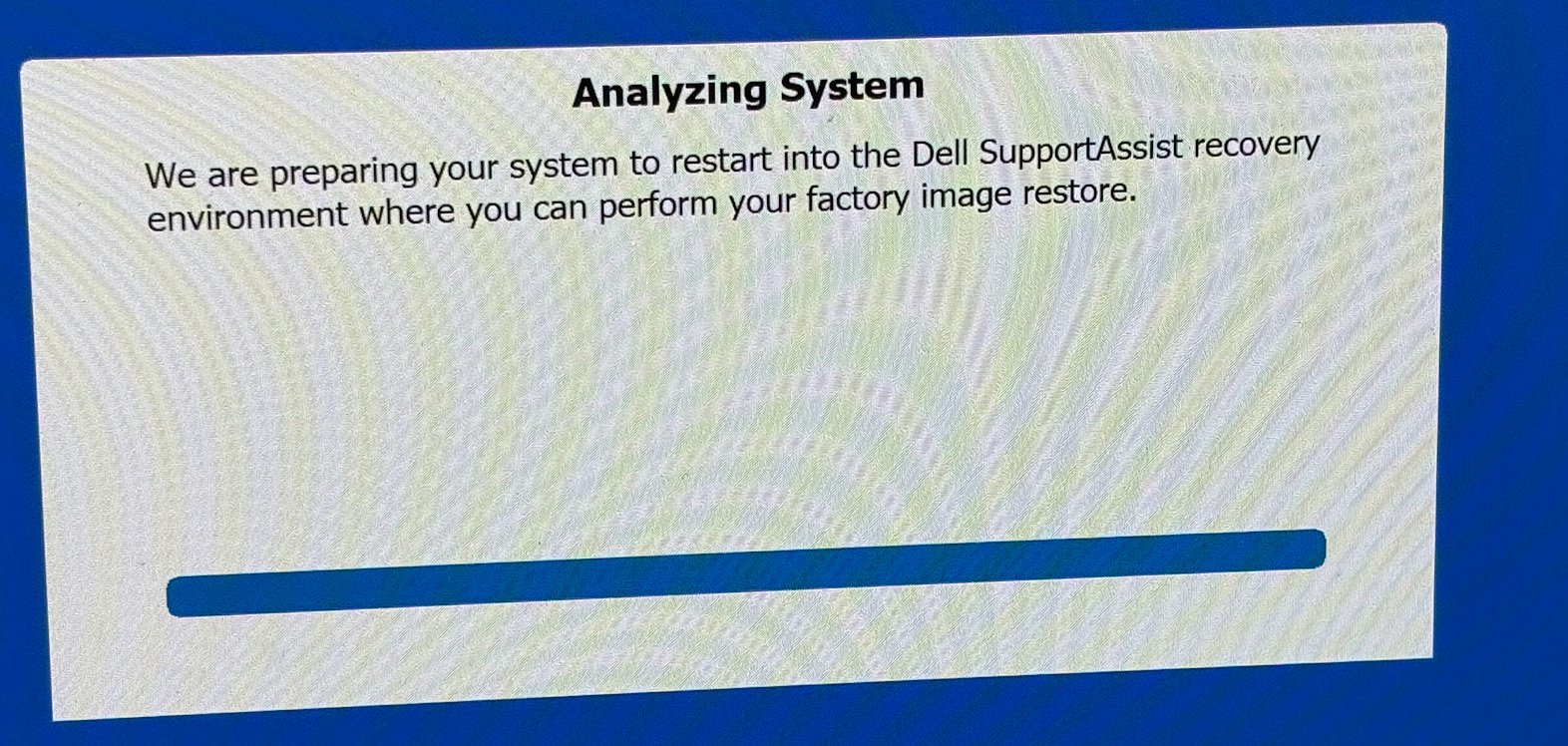Dell SupportAssist starting a restore