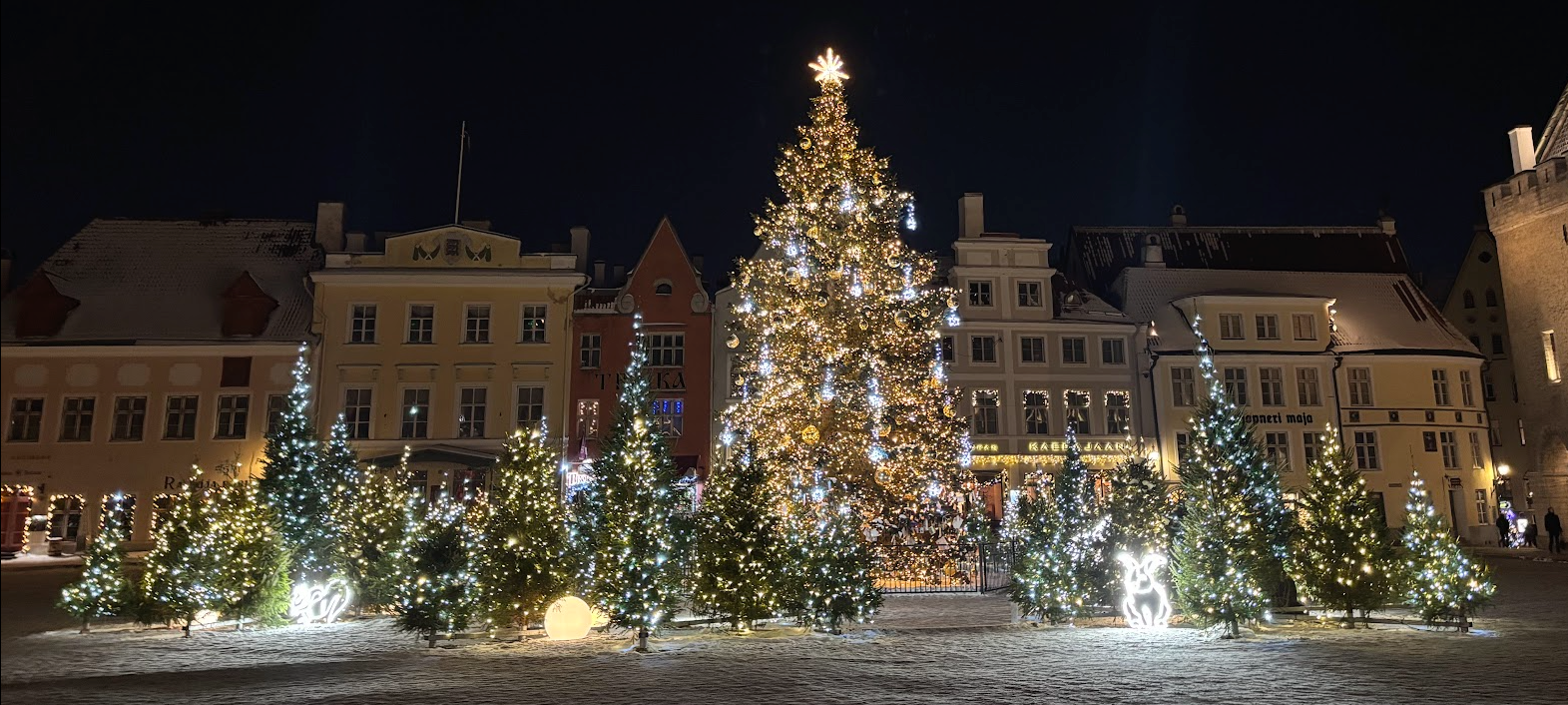 Beautiful medieval Tallinn city center with Christmas decorations