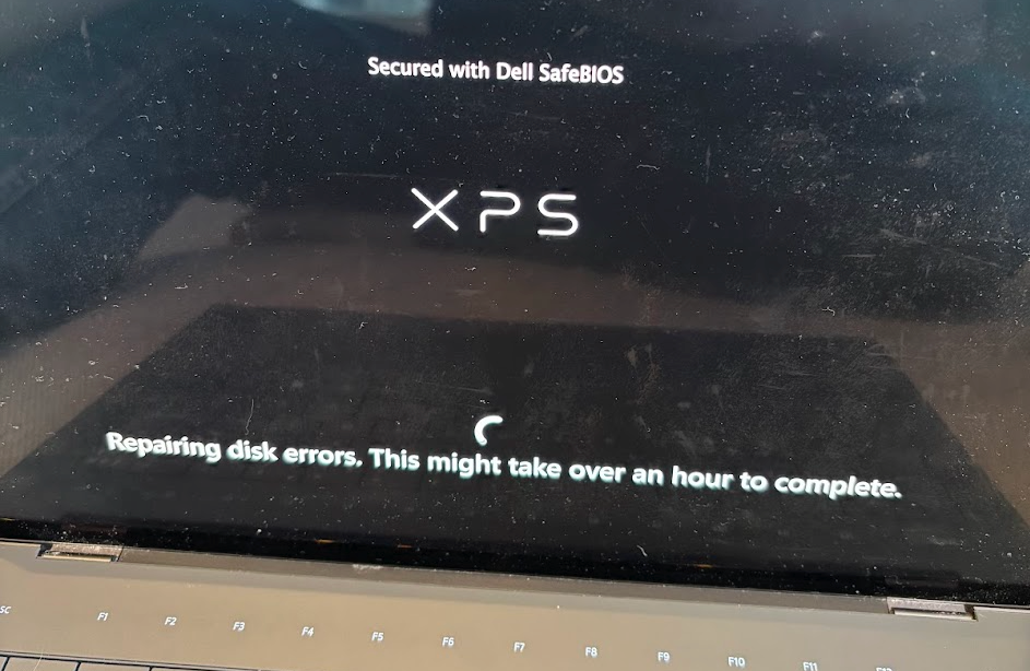 Windows repairing disk errors screen