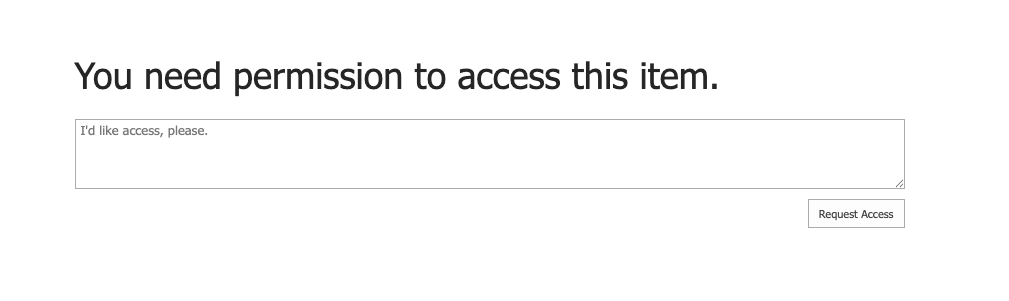 SharePoint permission request screen